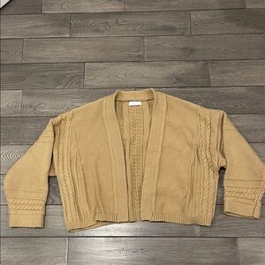 OAK + FORT Tan Cable Knit Cardigan